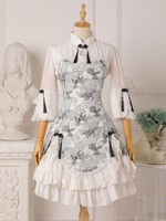 Style chinois Lolita OP Robe Imprimé Fleur Qi cheongsam Lolita Robes une pièce Déguisements Halloween