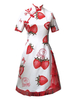 Style chinois Lolita OP Robe Imprimé Fraise Cheongsam Lolita Robes une pièce