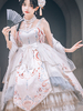 Style Chinois Lolita Robe Arcs Sans Manches Polyester Style Chinois Imprimé Floral Noir Style Chinois Lolita
