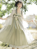 Style Chinois Lolita Robe Brodée Sans Manches Polyester Style Chinois Imprimé Floral Vert Clair Style Chinois Lolita