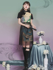 Style Chinois Lolita Robe Cheongsam Manches Courtes Encre Art Noir Lolita