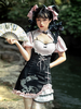 Style Chinois Lolita Robe Dentelle Manches Courtes Polyester Style Chinois Noir Style Chinois Lolita