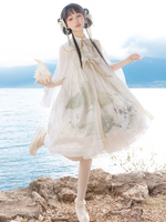 Style chinois lolita robe dentelle sans manches polyester style chinois imprimé floral style chinois lolita