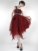 Style Chinois Lolita Robe Frange Sans Manches Polyester Style Chinois Bloc de Couleur Rouge Style Chinois Lolita
