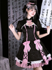 Style Chinois Lolita Robe Manches Courtes Polyester Style Chinois Noir Style Chinois Lolita