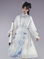 Style Chinois Lolita Robe Papillon Manches Longues Polyester Style Chinois Encre Art Blanc Style Chinois Lolita