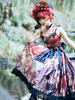 Style Chinois Lolita Robe Perles Sans Manches Polyester Style Chinois Imprimé Floral Violet Style Chinois Lolita