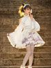 Style japonais Lolita Costumes Lolita Robes Polyester Arcs Imprimé Floral Kimono Manches Longues Blanc Réglable Élastique