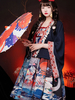 Style japonais Lolita JSK robe bleu ciel clair sans manches Polyester Bowknots à volants Style japonais traditionnel Lolita pull jupes