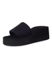 Sublimes tongs et sandales de plage en tissu à talons compensés et bout ouvert unicolore mocassin