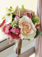 Succulent mariage Bouquet perlé main attachée soie fleur Bouquet de mariée