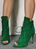 Sude Bottines Femmes Peep Toe Lace Up Sandal Booties