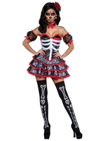 Sugar tenue Floral Set Skull Costume Déguisements Halloween Costume Sexy féminine Déguisements Halloween