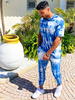 Survêtement Homme 2 Pièces tie-dye jogginig Imprimé Manches Courtes Col rond Bleu Ciel Clair vêtement de sport