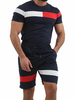 Survêtement hommes 2 pièces manches courtes Col rond bleu marine sombre tenu de sport