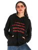 Sweat à Capuche à Lacets Femme avec Les Manches Longues Imprimé Les Mots avec Poches Noir Sweat à Capuche Femme