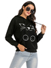 Sweat à Capuche à Lacets Femme avec Les Manches Longues Noir Imprimé animal en Coton Sweat à Capuche Femme