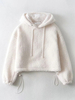 Sweat à Capuche à Lacets Femme avec Les Manches Longues Taille Haute Unicolore Sweat à Capuche Femme