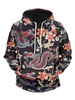 Sweat à capuche à manches longues à imprimé floral chinois