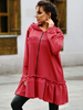 Sweat à Capuche avec Manches Longues à Zip Bas Evasée Unicolore Sweat Femme