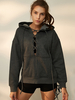Sweat À Capuche Découpé À Lacet Sexy Femme Gris À Manches Longues