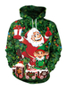 Sweat À Capuche De Noël Vert Haut Imprimé Père Noël Elfe