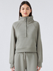 Sweat à capuche en polyester gris clair avec fermeture éclair pour femme