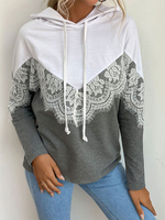Sweat à Capuche Femme avec Manches Longues Bicolores