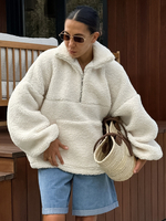 Sweat À Capuche Femme En Polyester À Manches Longues Beige