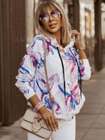 Sweat à Capuche Femme Imprimé avec Manches Longues avec Poches Bicolores