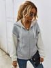 Sweat à Capuche Femmes Courtes avec Manches Longues Fermeture avec Zip avec Poches Cousu Bicolores