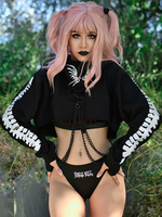 Sweat à capuche gothique pour femme en polyester noir