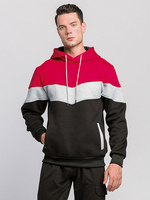 Sweat à capuche homme rouge à capuche manches longues color block polyester sweat