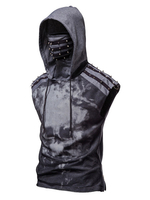 Sweat à capuche homme sans manches en polyester gris foncé