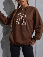 Sweat à Capuche Imprimé Femme avec Manches Longues Bicolores