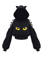 Sweat à Capuche Imprimé Femme Taille Haute avec Manches Longues Amples Unicolore Sweat à Capuche