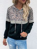 Sweat à Capuche Imprimé Léopard avec Manches Longues Bicolores Sweat Femme
