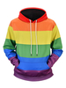 Sweat à capuche manches longues Color Block Rainbow Hooded Hommes Casual Pull