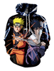 Sweat à capuche noir pour hommes Naruto et Sasuke imprimé à manches longues