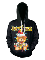 Sweat À Capuche Noir Top De Noël Costumes De Vacances Décontractées Ours
