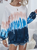 Sweat à capuche pour femme bleu à manches longues imprimé polyester mélange de coton Tie Dye sweat à capuche
