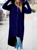 Sweat À Capuche Pour Femme Bleu À Manches Longues Polyester Haut Bas Sweat À Capuche Irrégulier