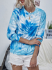 Sweat à capuche pour femme bleu à manches longues Tie Dye Sweat-shirt décontracté en polyester