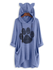 Sweat à capuche pour Femme Bleu 3/4 Longueur Manches Imprimé Cat Ear Sweat à capuche