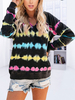 Sweat à capuche pour femme bleu manches longues tie dye cordon de serrage en polyester sweat à capuche