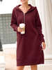 Sweat à capuche pour femme bordeaux manches longues boutons polyester robe à capuche fendue
