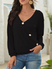 Sweat à capuche pour femme noir à manches longues boutons polyester sweat à capuche