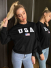 Sweat à capuche pour femme noir manches longues lettres imprimé motif polyester sweat à capuche