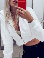 Sweat à capuche pour femme Sweat à capuche en coton zippé à manches longues blanc