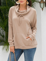 Sweat à capuche pour femme Sweat à capuche en polyester à manches longues abricot